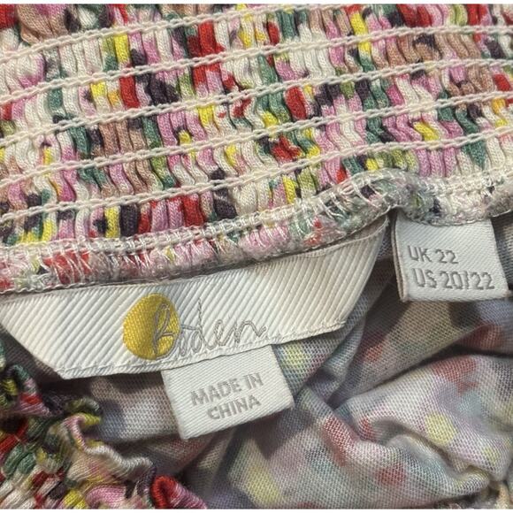 Boden Blouse Pullover Floral Sz 20/22 Smocked High Neck Cottagecore Office - Picture 4 of 5